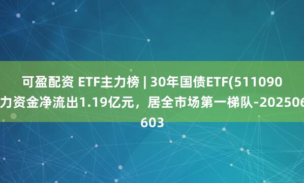 可盈配资 ETF主力榜 | 30年国债ETF(511090)主力资金净流出1.19亿元，居全市场第一梯队-20250603